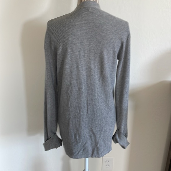 Theory Gray Waffle Knit Open Front Cardigan Sweater - Picture 5 of 7